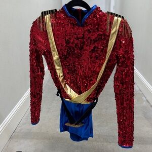 Weissman Red Sequin and Gold Accent Dance Costume